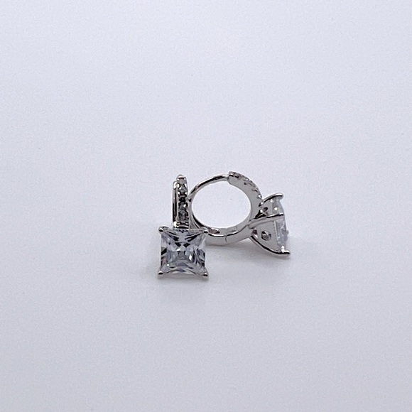 Sterling Silver Cz Huggie Earrings - Picture 7 of 17